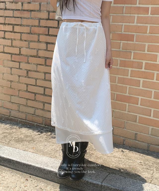 모노데일리 [MO:N] MADE 프린 레이스 레이어드 스커트 (모델분들 개인소장하신 스커트!)