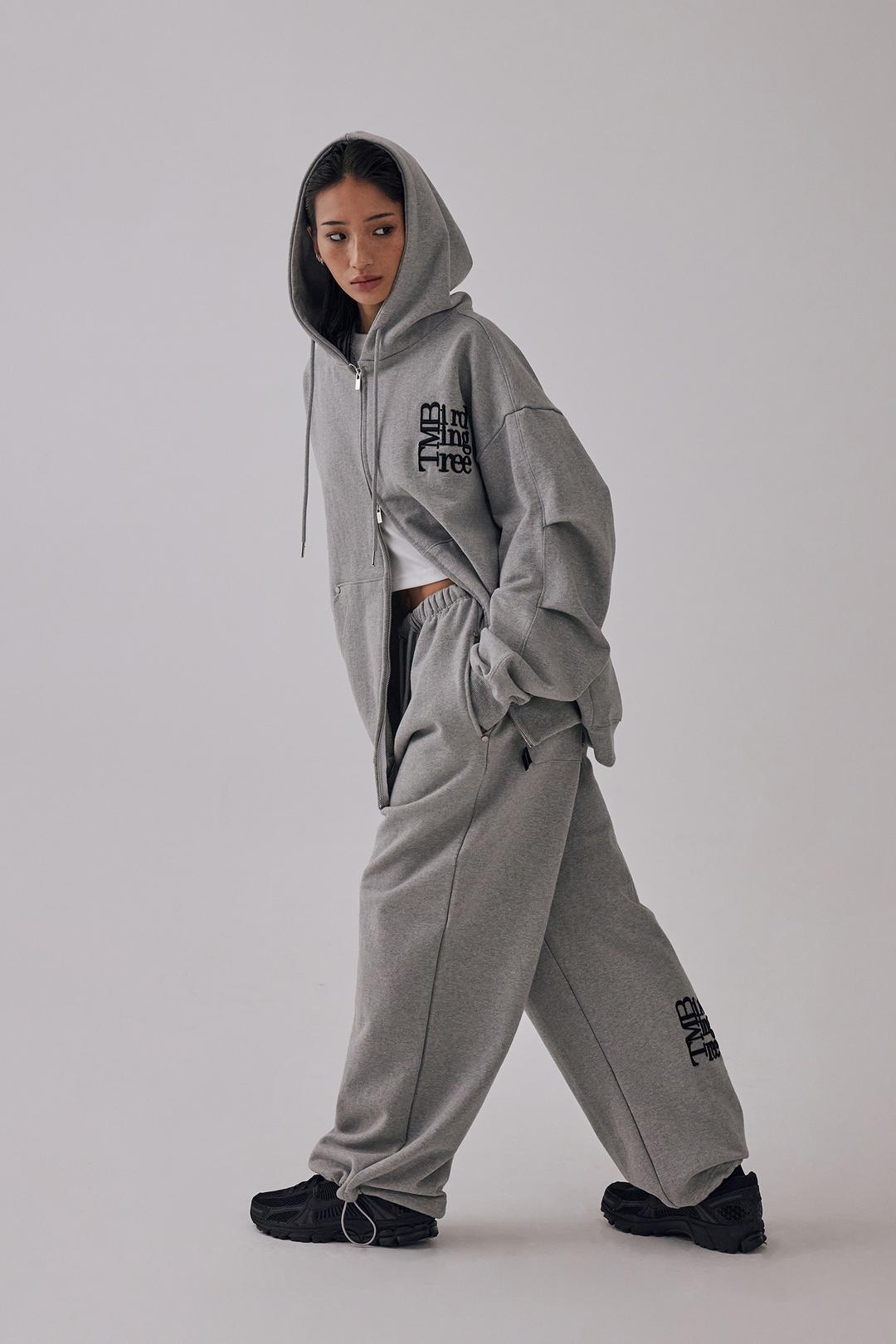 TMB Square Logo Sweat Hoodie Zip-up [ Gray ]