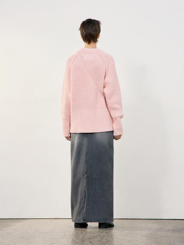CHUNKY RIB KNIT SWEATER_LIGHT PINK