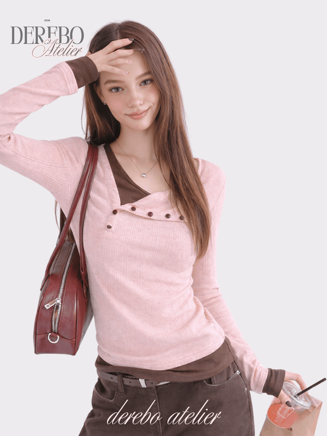 드레보루조 Burton Brown Layered T-Shirt 버튼 브라운 레이어드 티