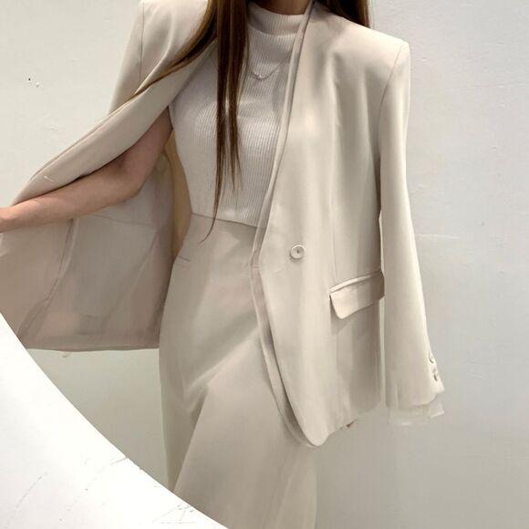 +셋업강추+f/w버전 엠마 오간자 이중 레이어드 정장 오피스 하객룩 하프 기본 자켓 2color