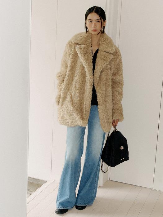 fluffy fur Half Jacket (beige)