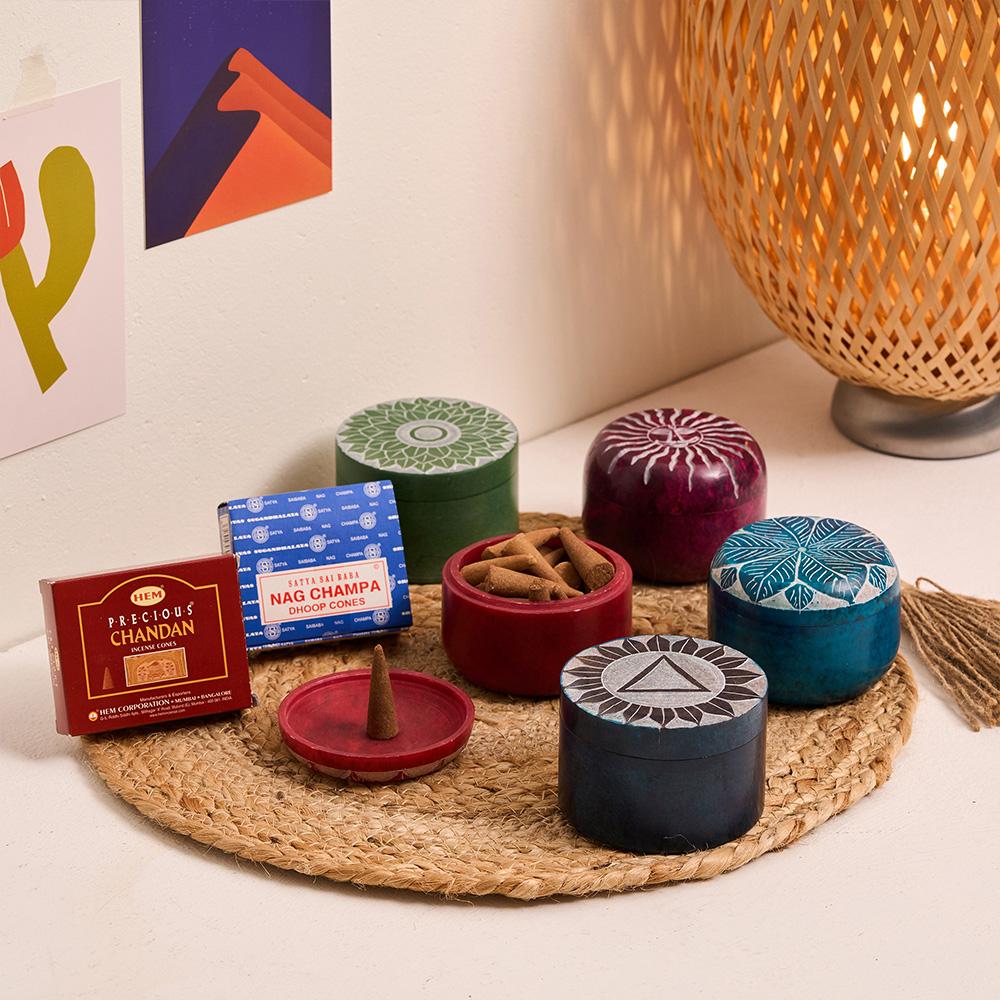 '봄향기 듬뿍' HEM 콘 + Satya 콘 + 콘 케이스 향 보관함