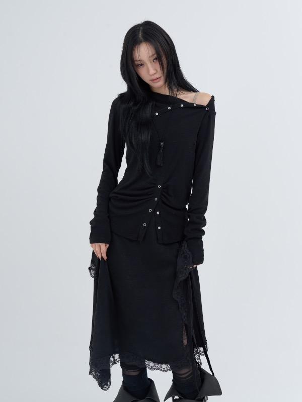 snap slit half pola tee