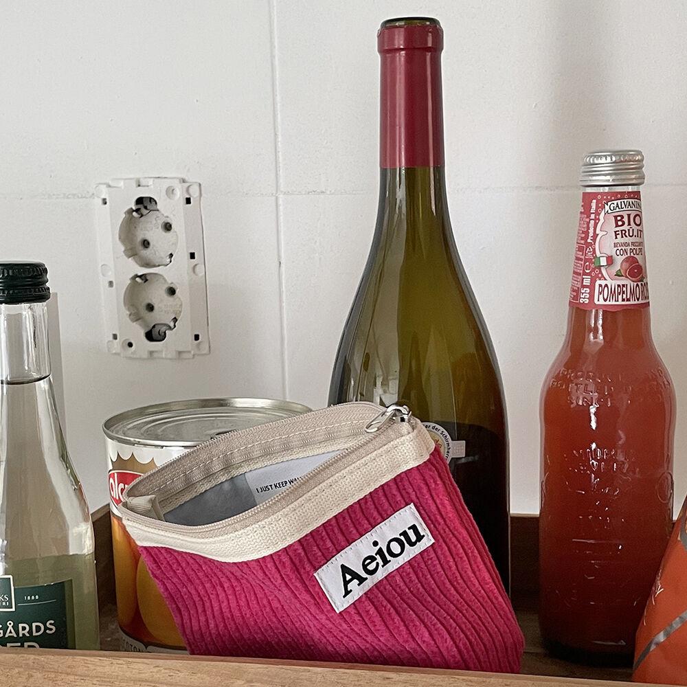 Aeiou Basic Pouch (M size) Cherry Syrup Corduroy