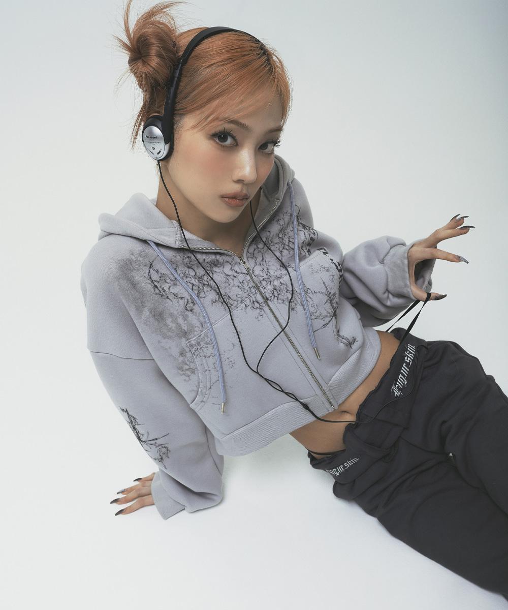 Fluffy oversized hoodie zip-up