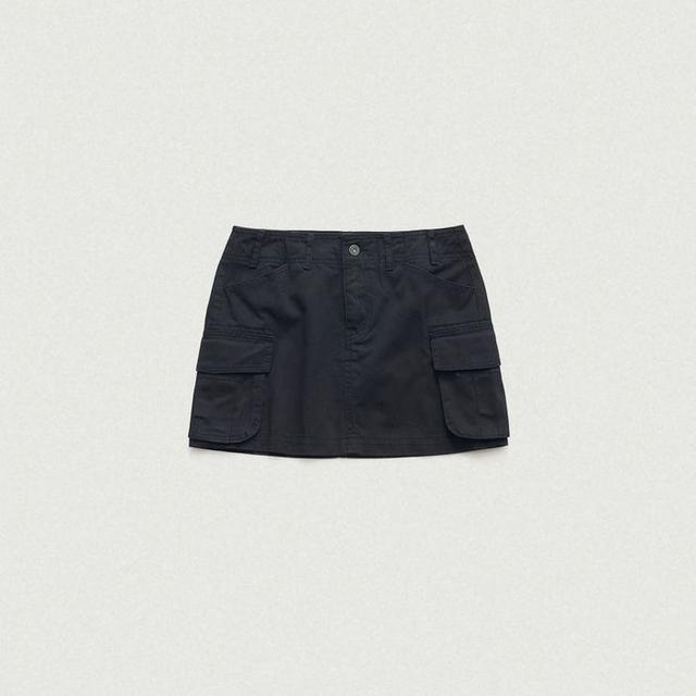 Heather Cargo Mini Skirt (Navy)