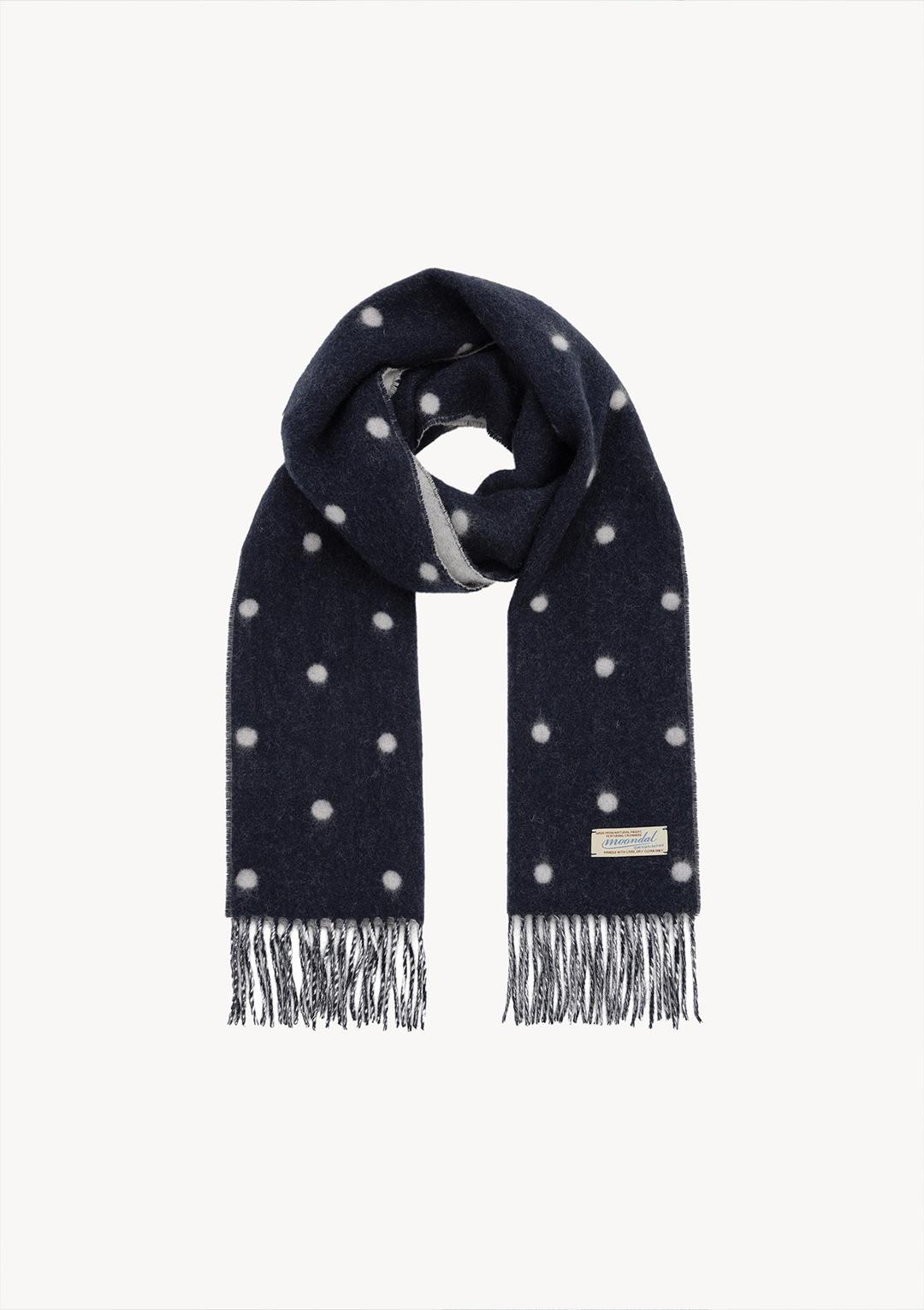 Cashmere Dot Muffler in Navy