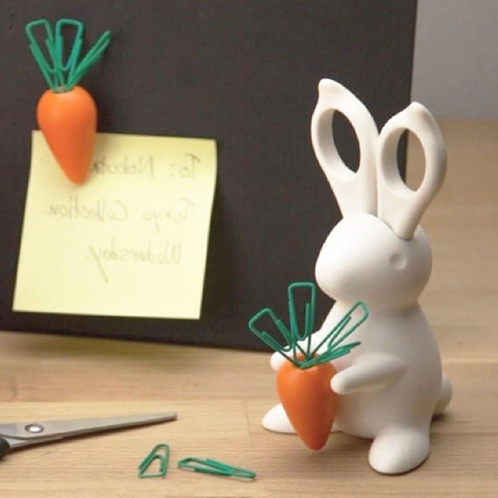 퀄리 당근 토끼가위 디자인 문구용 가위 스탠딩 문구가위