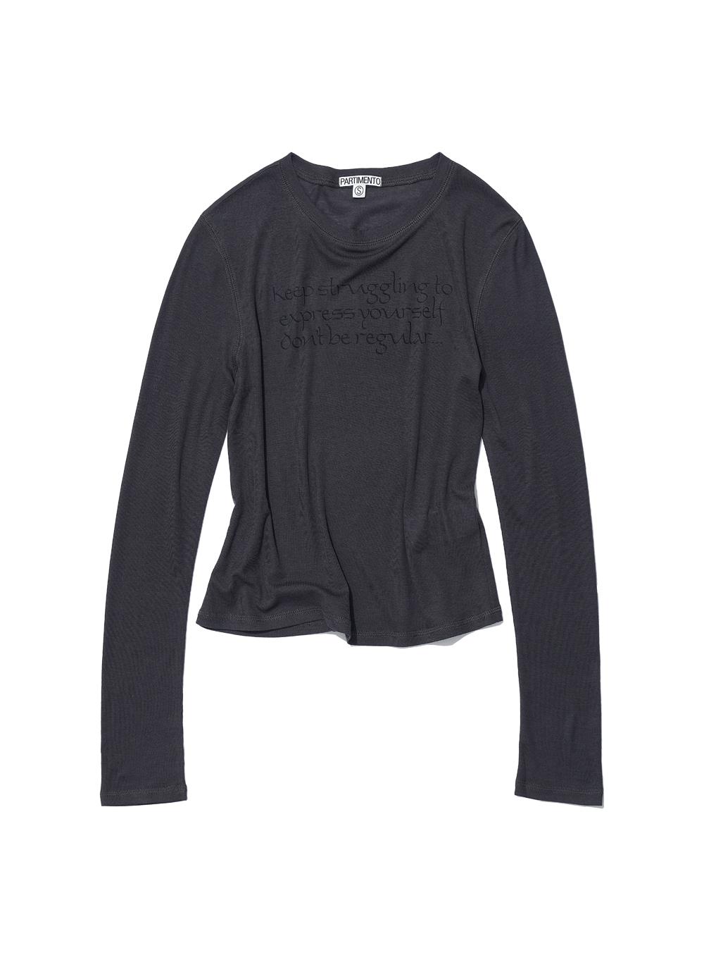 [WOMEN] DBR SLOGAN PRINTED LONG SLEEVE TEE_CHARCOAL