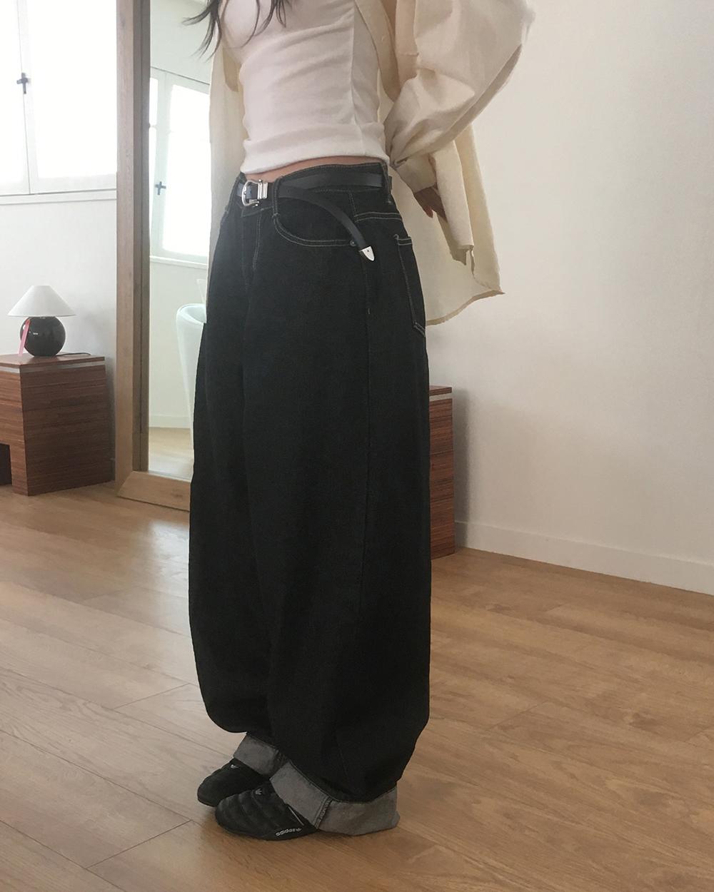 원더원더 [논페이드👖] 코즐 와이드 생지 데님 팬츠