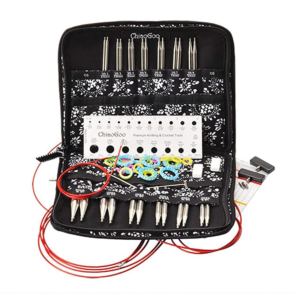 치아오구 컴플리트 레드레이스 뜨개 스틸 바늘 세트 7400 7500 -C