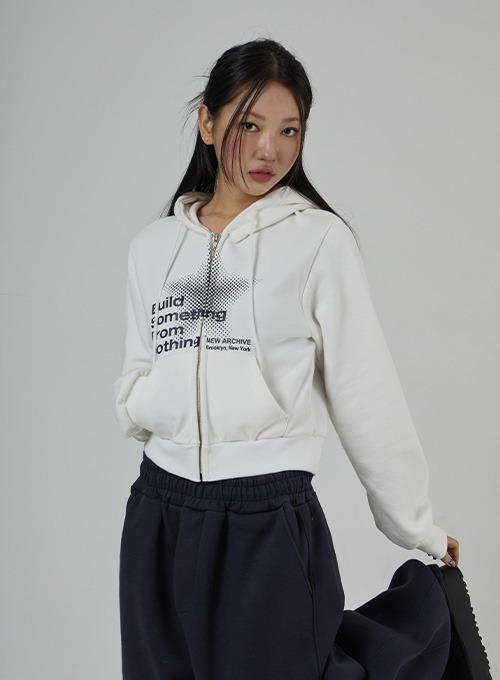 클로즈클립 비턴 프린팅 크롭후드집업 C2112