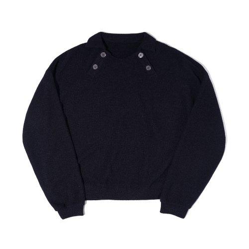 포 버튼 오버 니트 네이비