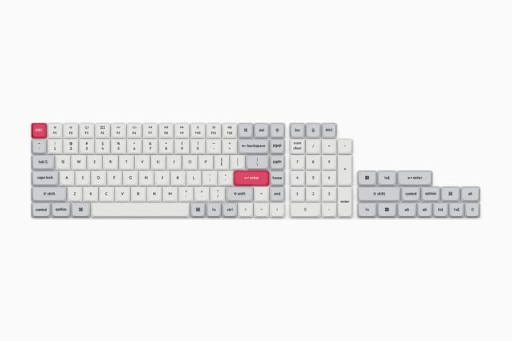 로우프로파일 PBT 영문 키캡 풀 세트 Light Gray and White 120키