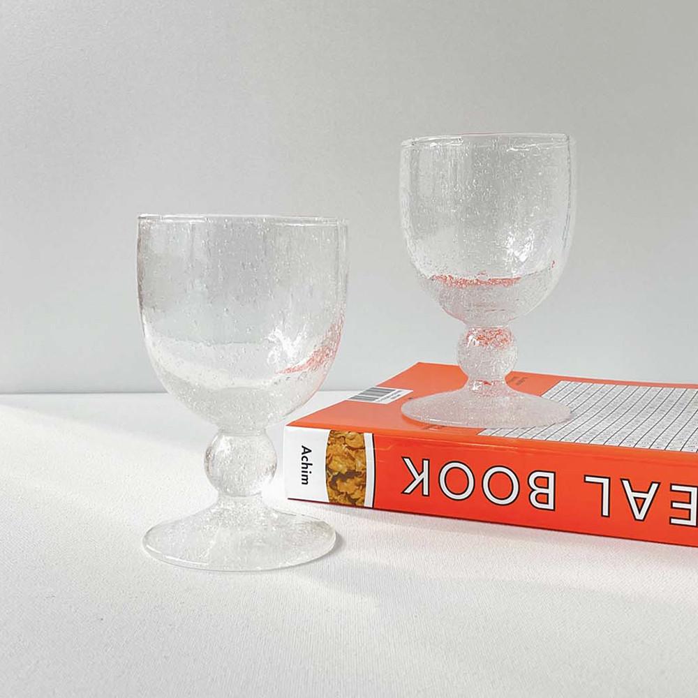 [HANDCRAFTED] 화이트 버블 고블렛잔  [White Bubble Goblet Glass]