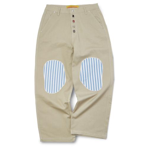 Stripe Knee Patch Pants (BEIGE)