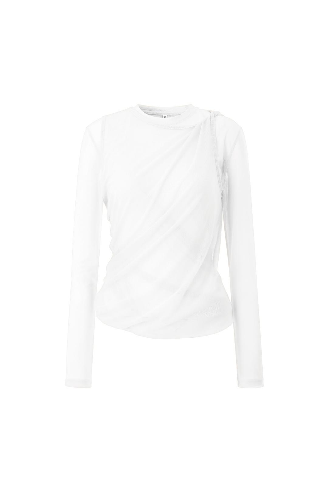 LAYERED TWIST MESH TOP (WHITE)