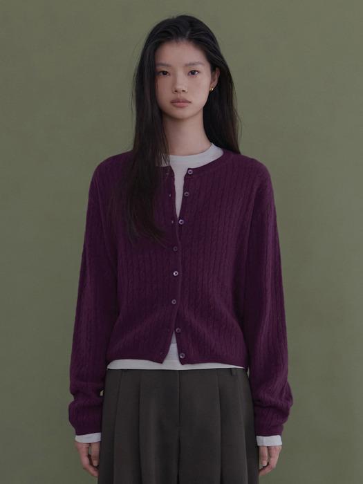 [단독][CASHMERE] CABLE CARDIGAN (DARK PURPLE)