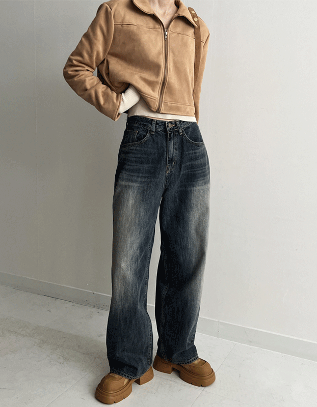 스웨이드 크롭 집업 자켓 .A5257 (2color)