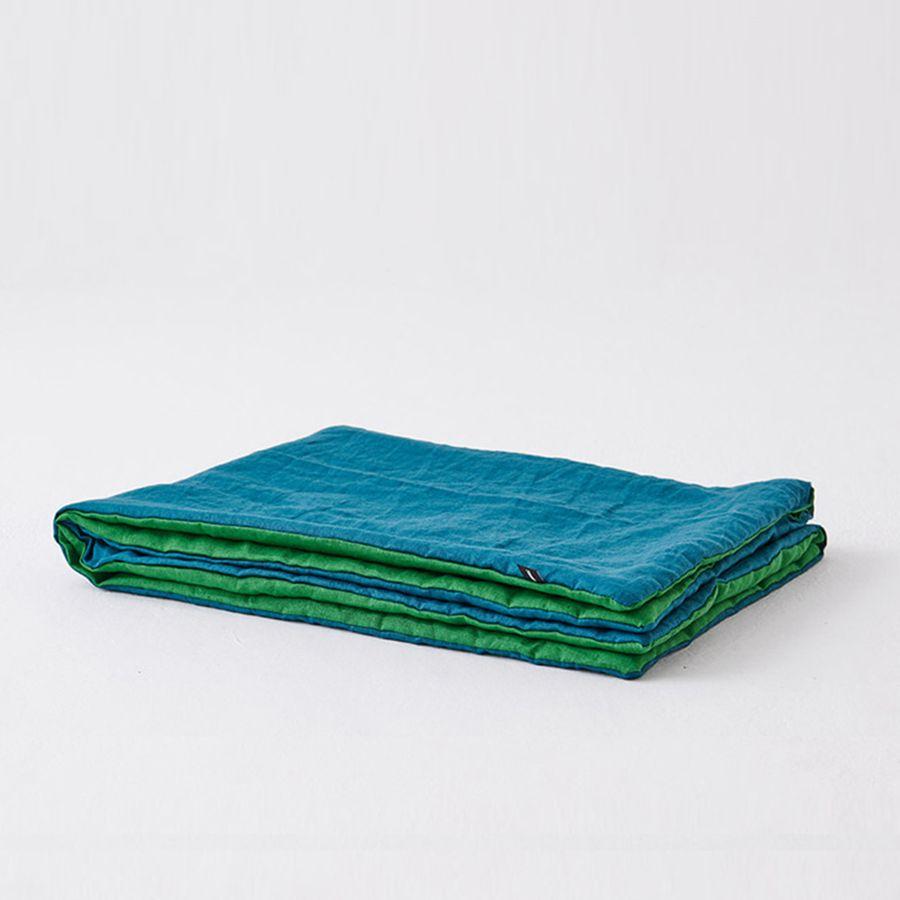 프리미엄리넨 투톤 4온스 차렵이불 그린+다크에메랄드