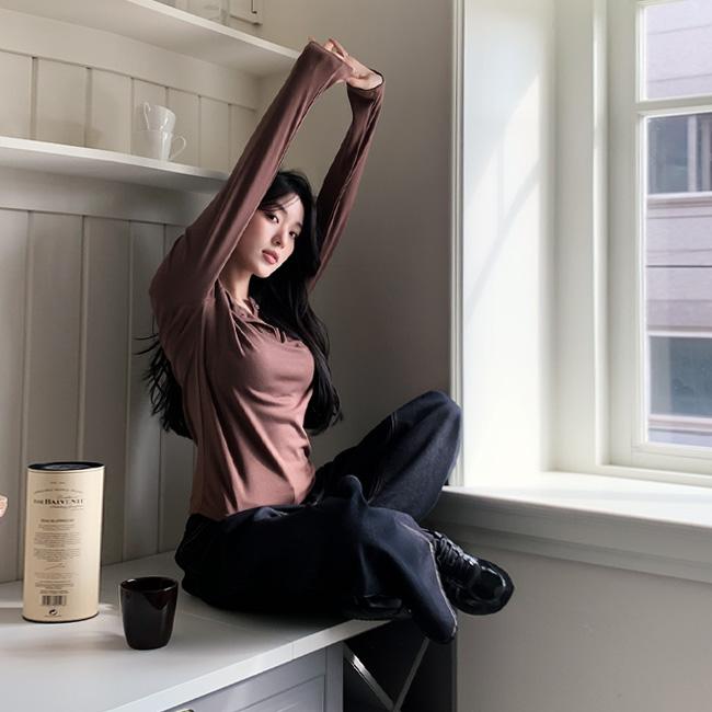 니썸 [🔥+기모ver☃️스트라이프+솔리드][니썸헨리넥/겨울티셔츠/헨리넥/포인트템/레이어드/롱슬리브/헨리넥긴팔/기모티셔츠/겨울이너][MADE]온니헨리넥티셔츠 - 4color