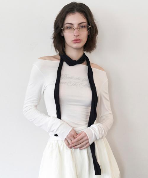 Cursive Mesh Top - Ivory