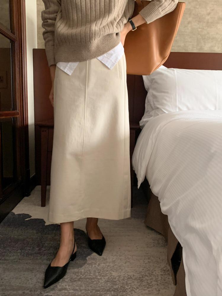 Signature 시그니처 마노 스커트 가을 A라인 롱 코튼 치마 sk (3 Color)