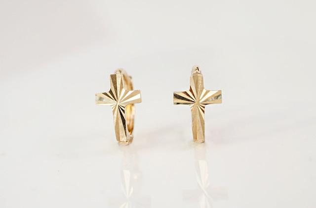 14k 18k 골드 컷팅 십자가 링 피어싱 - 1개 가격<nobr style="OVERFLOW: hidden