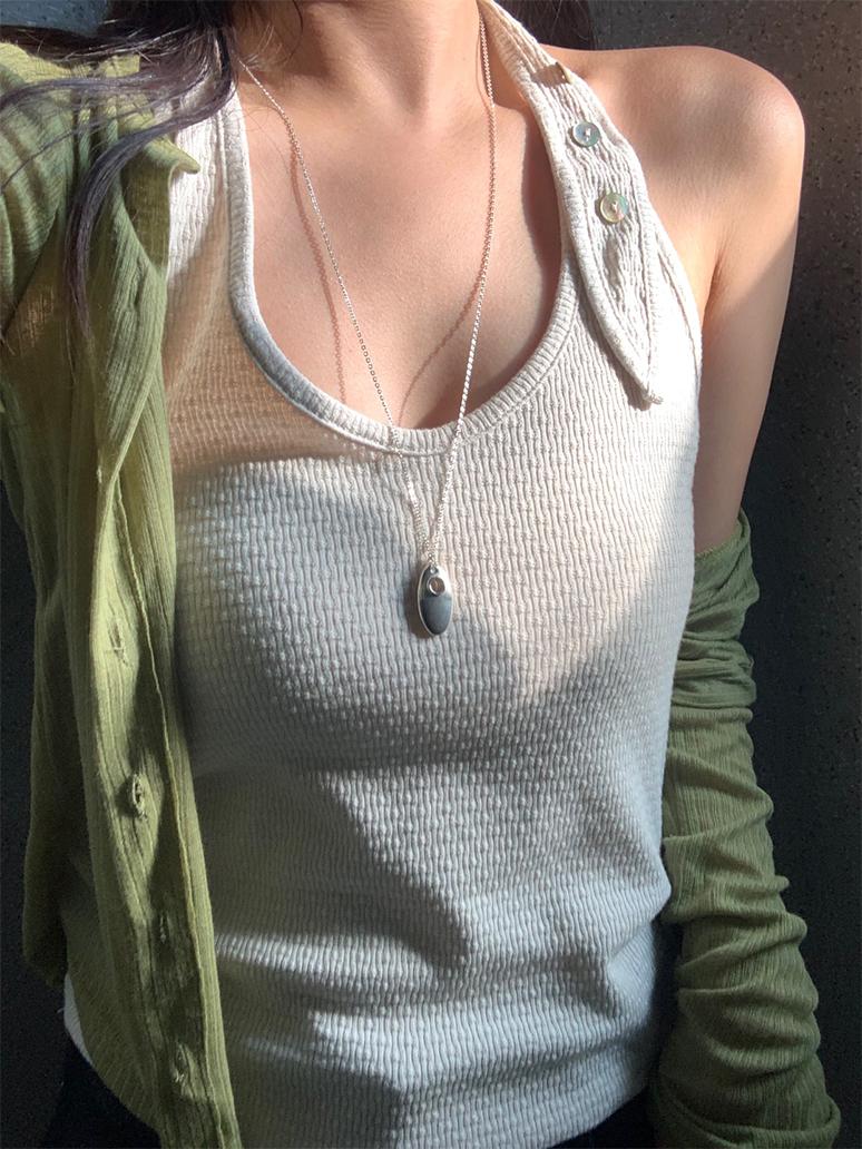 (silver925) Matte echo long necklace *silver