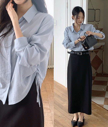 [어텀5%🍂] 포에스트링셔츠nb (허리잘록,스트라이프,슬림핏셔츠)