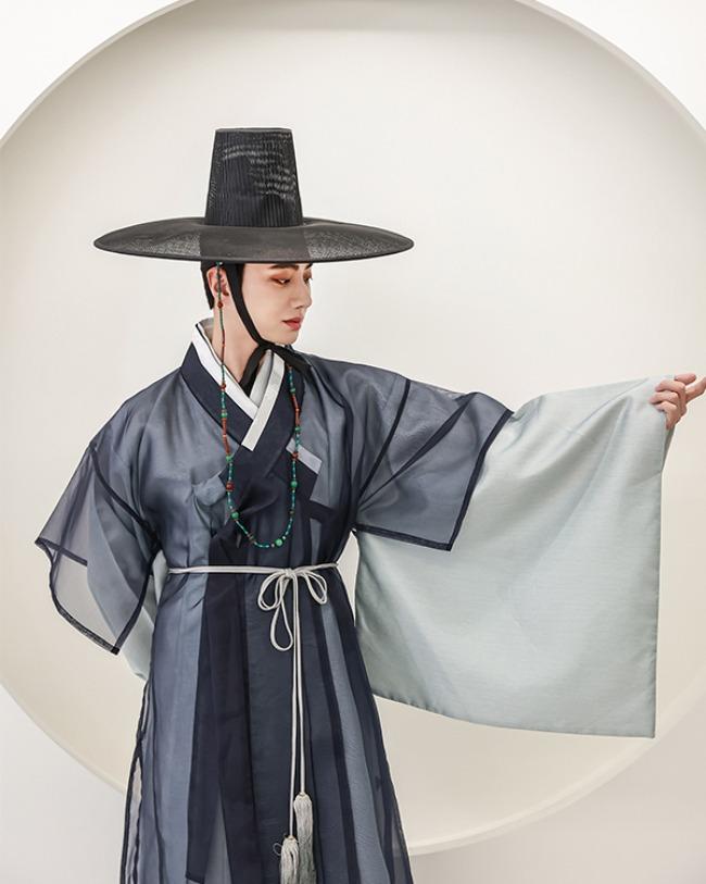 [ 한복대여] 캐릭터한복 시스루 곤색 선비한복 남자한복