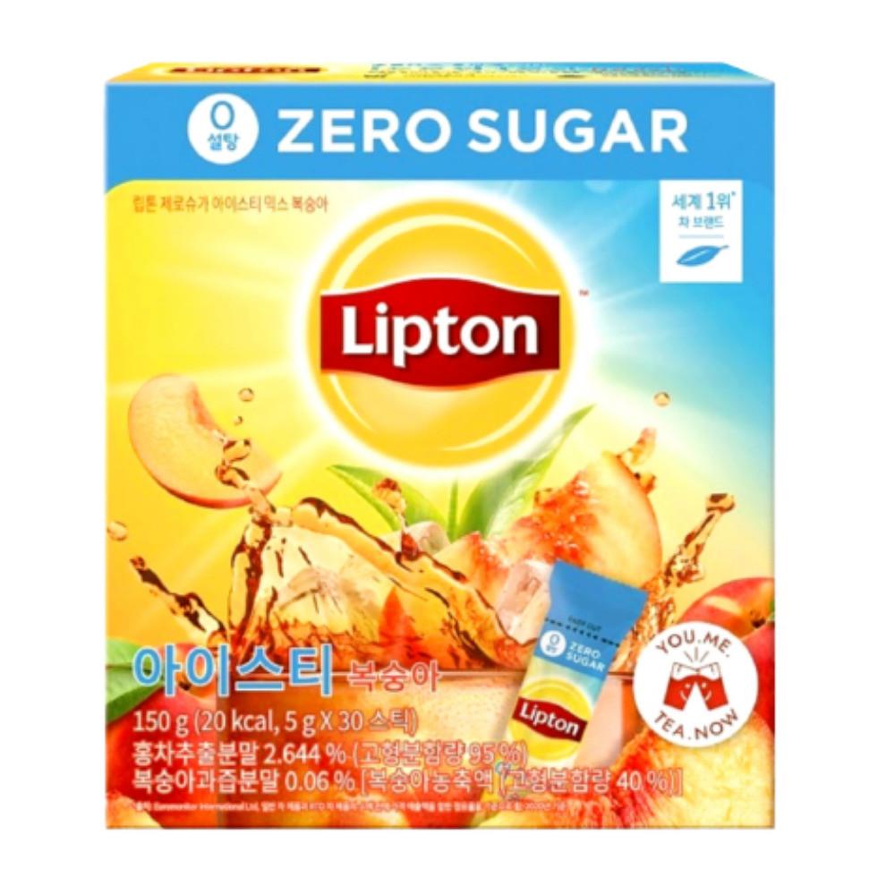 립톤 제로슈가 복숭아 아이스티 분말 스틱 액상 제로칼로리 30T 770g [원산지:국산]