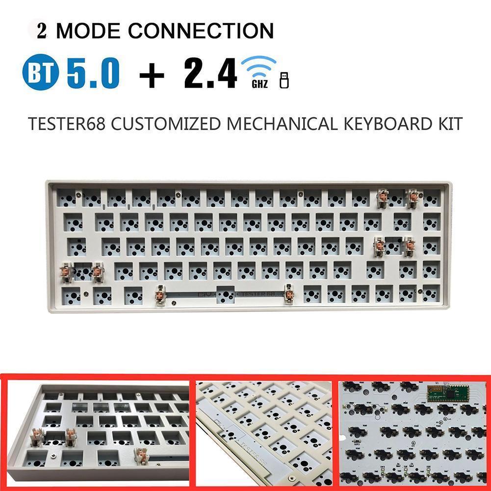 듀얼 모드 블루투스 5.0 + 무선 2.4g 기계식 보드 무선 블루투스 키트 키트, 보드 테스터 68 기계식 축