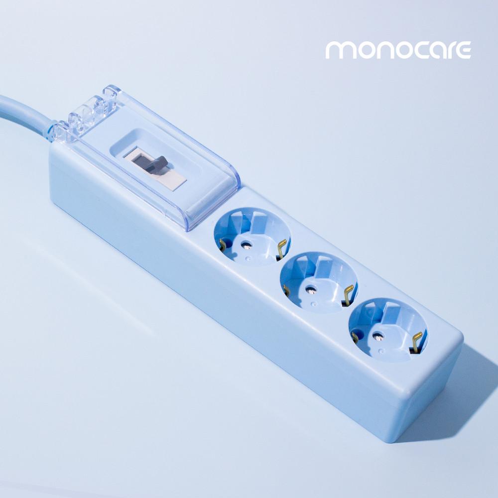 국내제조 에어컨 히터 컬러 고용량 멀티탭 인테리어 멀티콘센트 배선 과부하차단 3구 1.5m 스카이블루