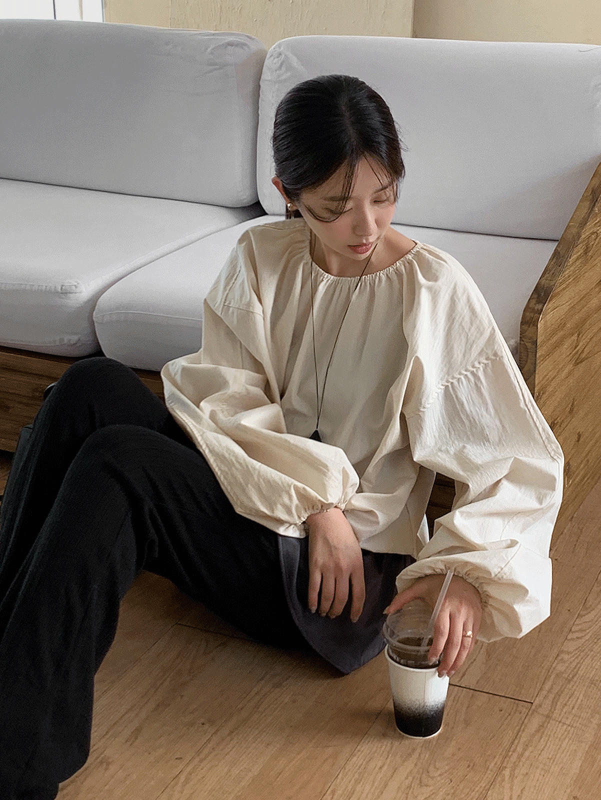 clay banding blouse (ivory)