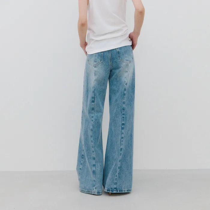 와이드 세미 플레어 데님 팬츠_Light Blue