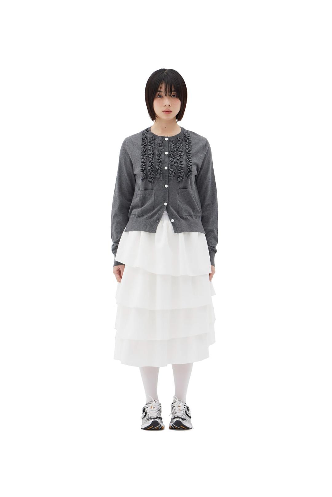 SPRING FRILL-FRILL CARDIGAN (DARK GREY)