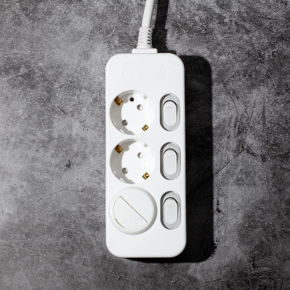 [1+1] 모노케어 개별 3구 멀티탭 1.5M/3M/5M, 화이트