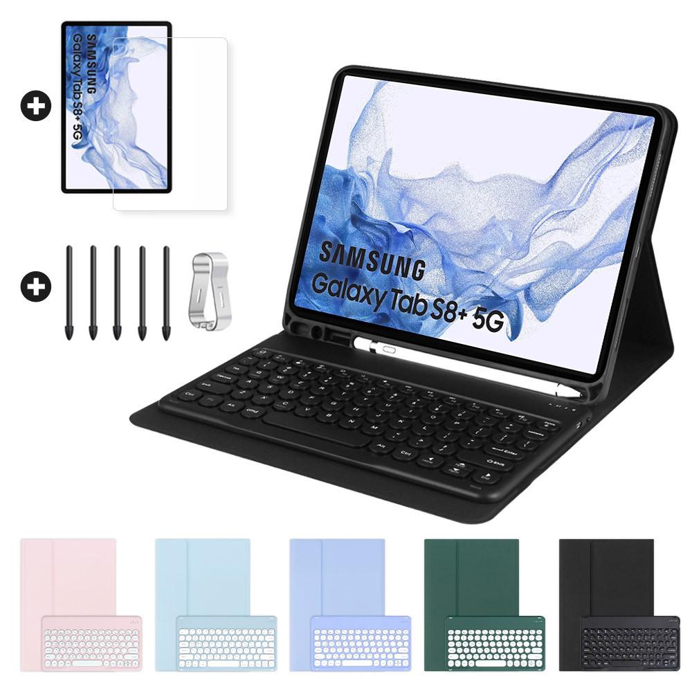갤럭시탭S8+ S7 플러스 FE 12.4인치 블루투스 키보드 케이스 S펜수납 북커버 TM-27