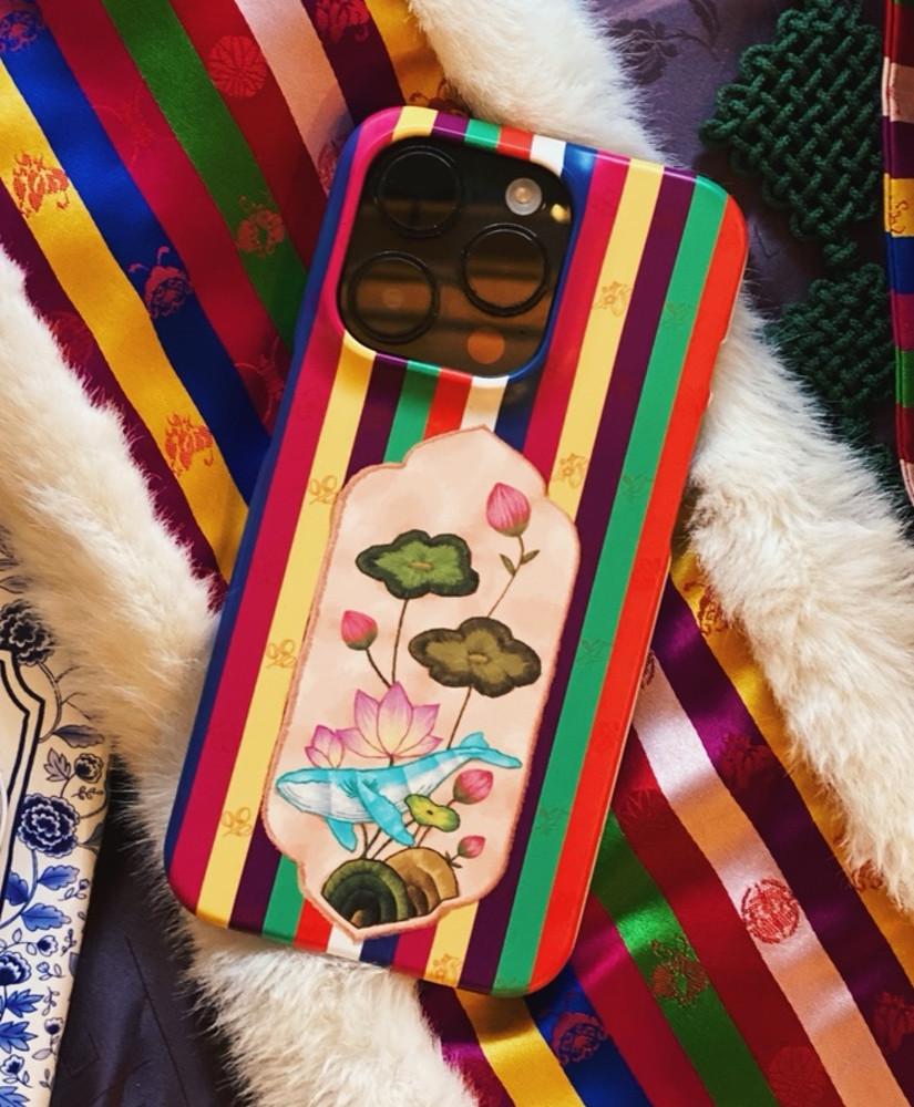 studio FLEUR 흰수염고래 색동 자수 일러스트 케이스