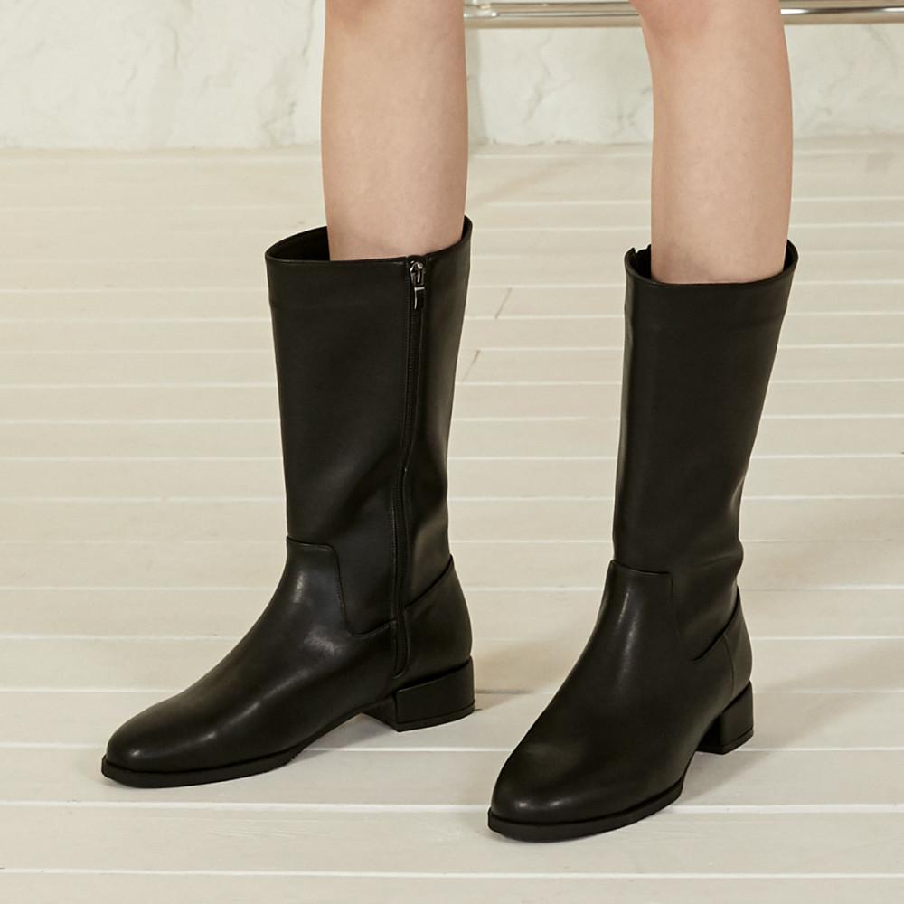 [털안감 신상추가] 여성 소가죽 하프 미들 부츠 (BK) - 3FP6019/3FQ6023