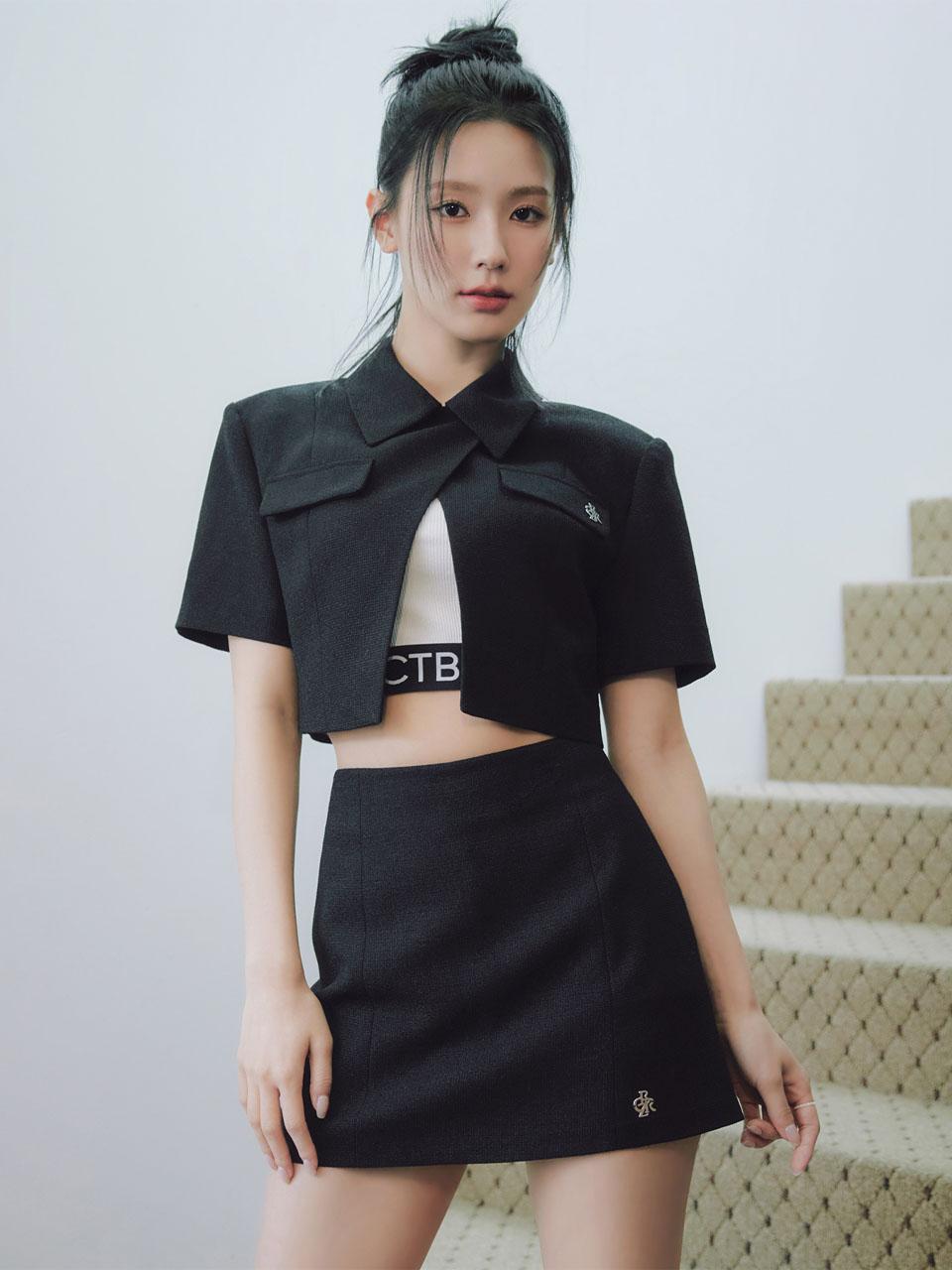 [23SS] 트위드 크롭 반팔 자켓_BLACK