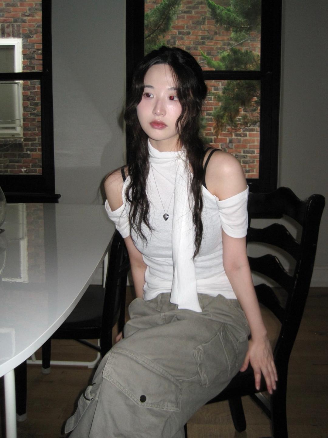 린넨 스카프 컷아웃 탑 (4color)