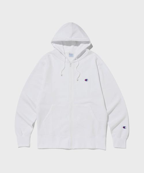 C로고 후드 집업 White