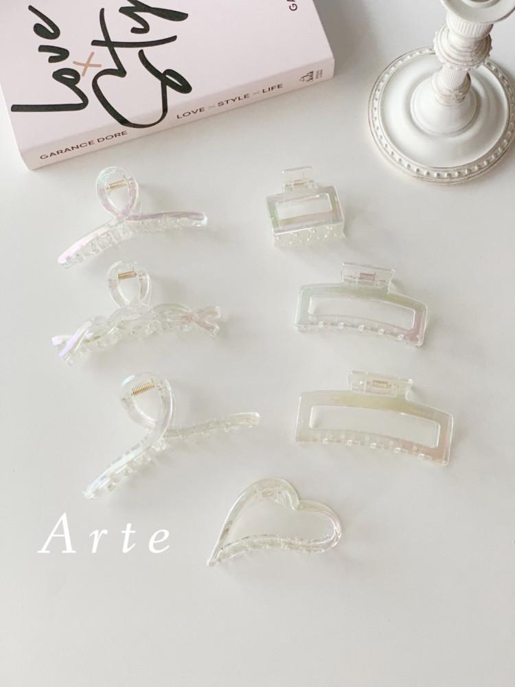 홀로그램 오로라 투명 여름 바캉스 꼬임 사각 스퀘어 하트 헤어 집게핀 머리핀