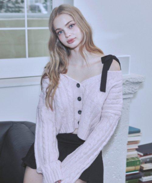 MF 샌디 리본 가디건-핑크