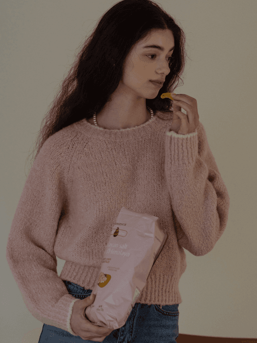 Alpaca coloring knit top_Pink