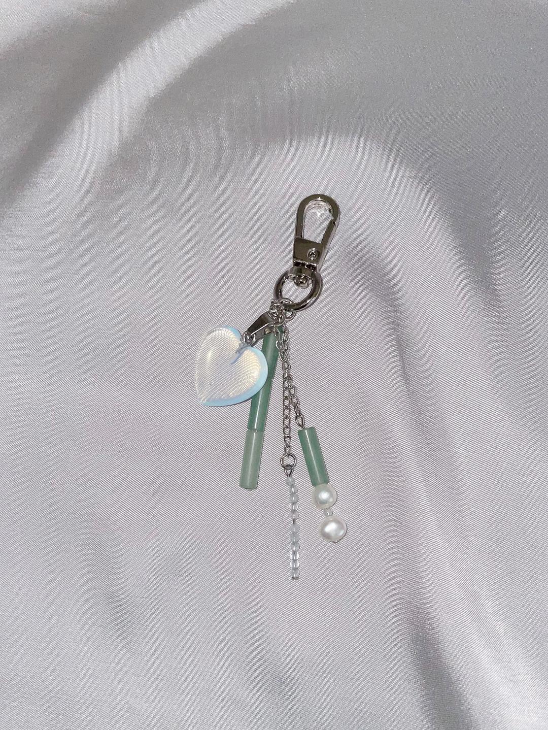 Opal Heart Keyring
