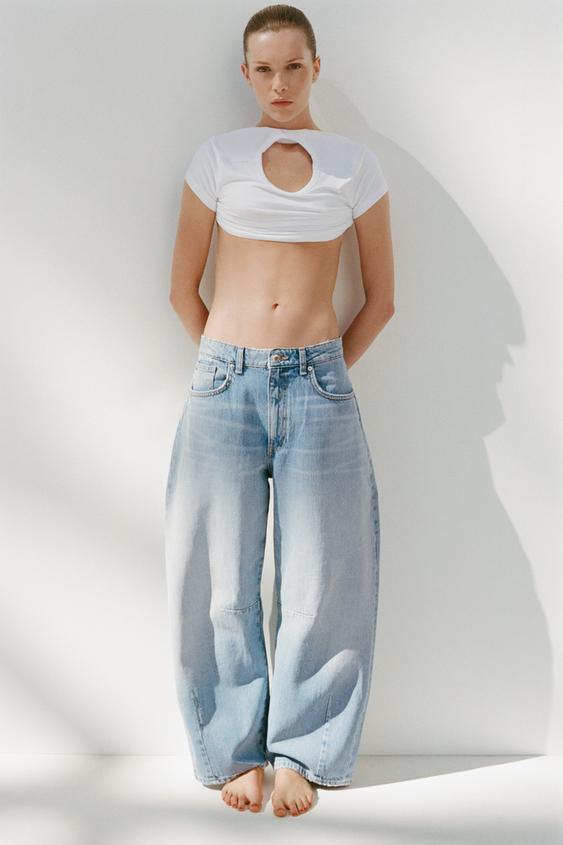 JEANS TRF 배기 벌룬 미드라이즈
